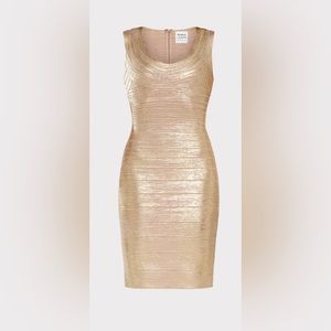 Herve Leger Paris Scoop Neck Foil Bandage Dress